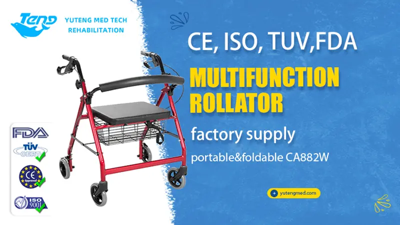 Steel Walker Rollator With Seat